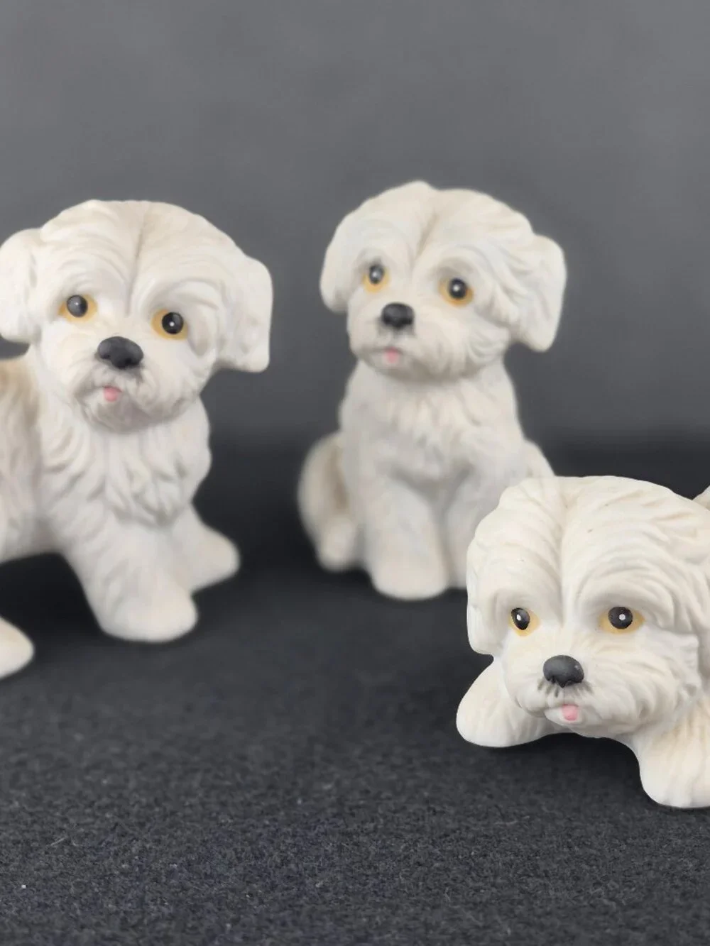 Vintage Set of 3 Homco White Maltese/Westie/Shih Tzu  Puppy Dog Figurines #1411